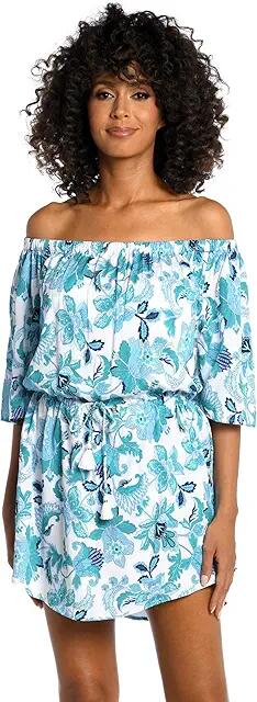 La Blanca Santorini Sun Off-the-Shoulder Dress (Emerald) Women's Swimwear Cover