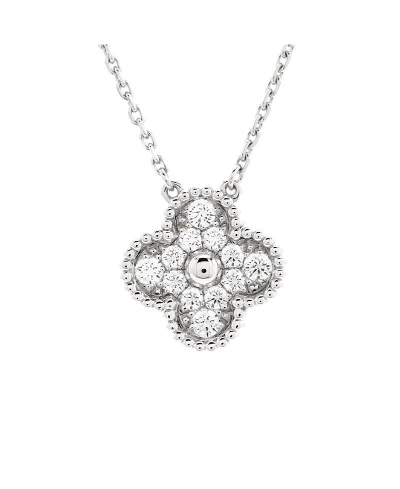 Pre-Owned Van Cleef & Arpels Vintage Alhambra Pendant Necklace 18K White Gold and Diamonds Cover