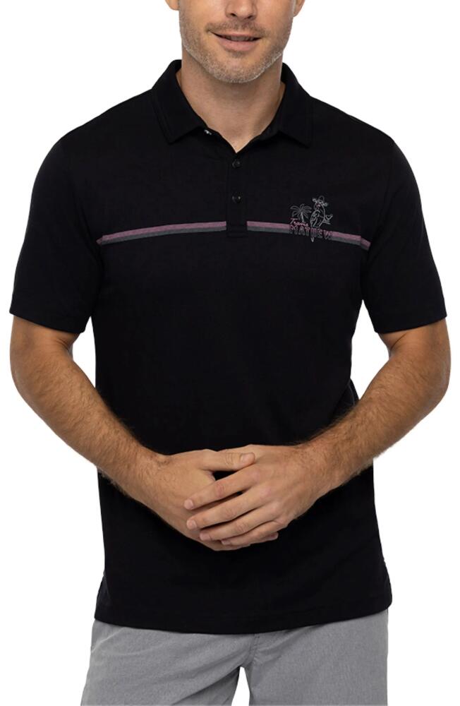 TravisMathew High Surf Stripe Heater Polo in Black Cover