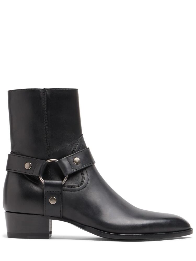 SAINT LAURENT 40mm Wyatt Belted Leather Cropped Boots Cover