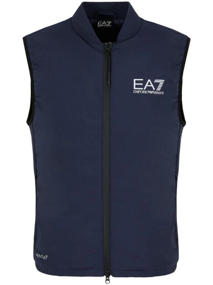 Ea7 Emporio Armani logo-print stretch zipped vest - Blue Cover