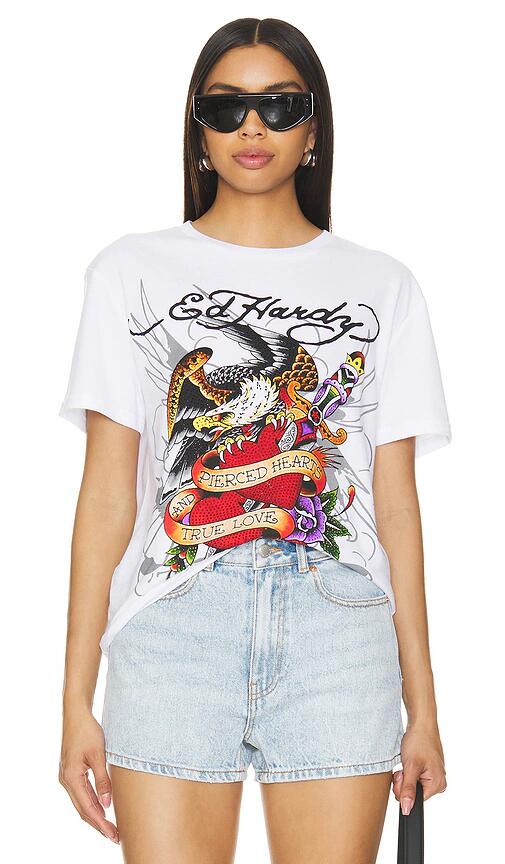 Ed Hardy Pierced Eagle Tee in White Cover