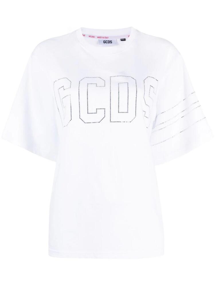 GCDS crystal-embellished logo T-shirt - White Cover