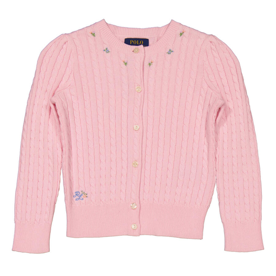 Polo Ralph Lauren Girls Carmel Pink Cable Knit Cardigan Cover