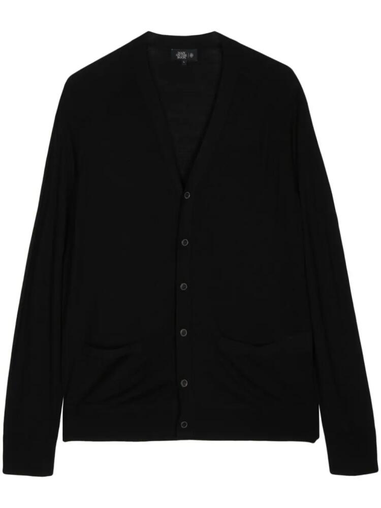 Man On The Boon. knitted wool cardigan - Black Cover