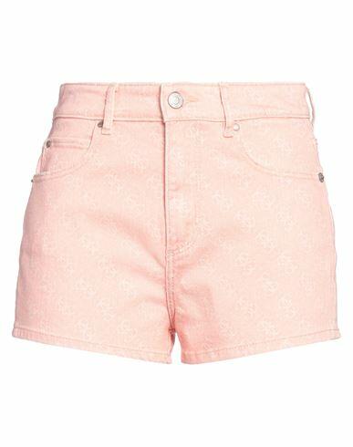 Guess Woman Denim shorts Salmon pink Cotton, Elastane Cover