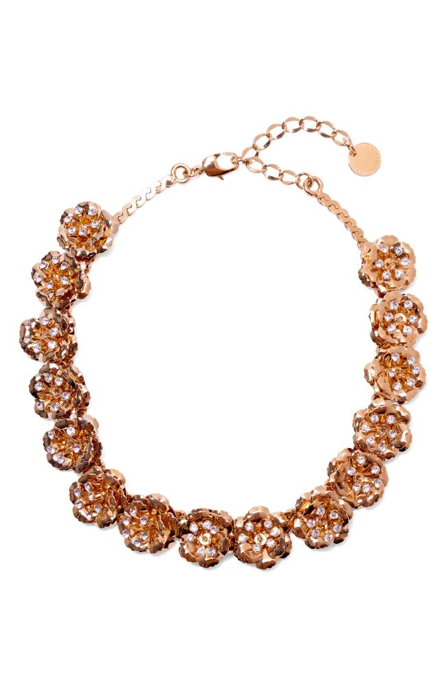 Carolina Herrera Crystal Embellished Flower Collar Necklace in Gold Cover