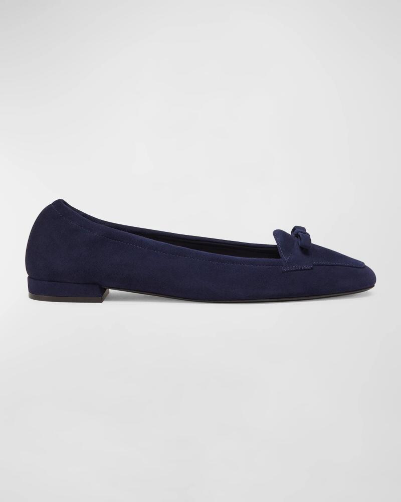 Stuart Weitzman Tully Suede Bow Ballerina Loafers Cover