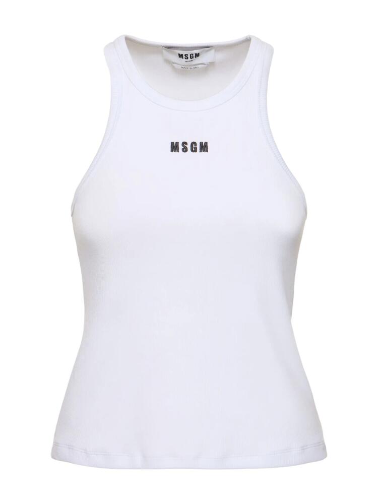 MSGM Cotton Jersey Logo Tank Top Cover