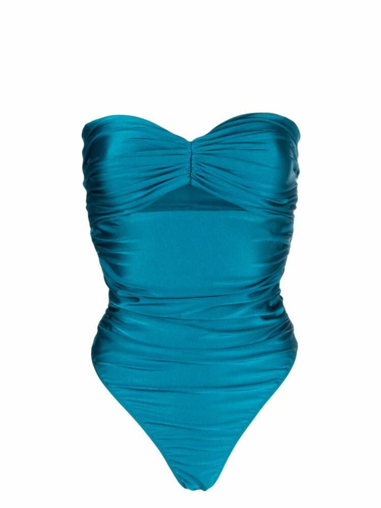 Amen ruched-effect swimsuit - Blue Cover