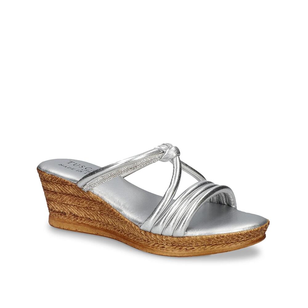 Easy Street Elvera Wedge Sandal | Women's | Silver Metallic Cover