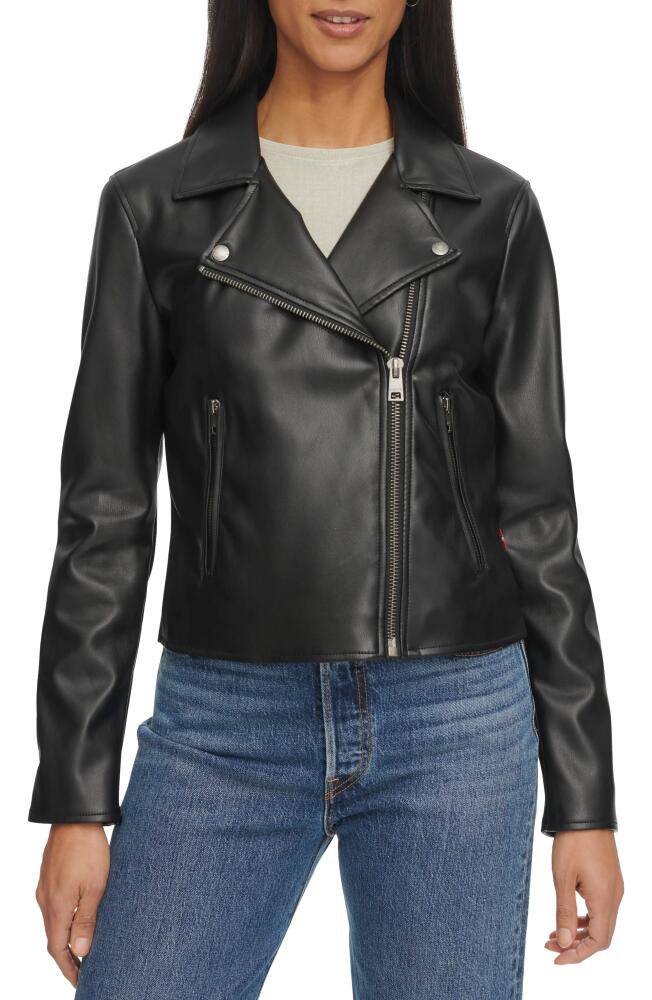 levi's Shrunken Faux Leather Moto Jacket in Black Cover