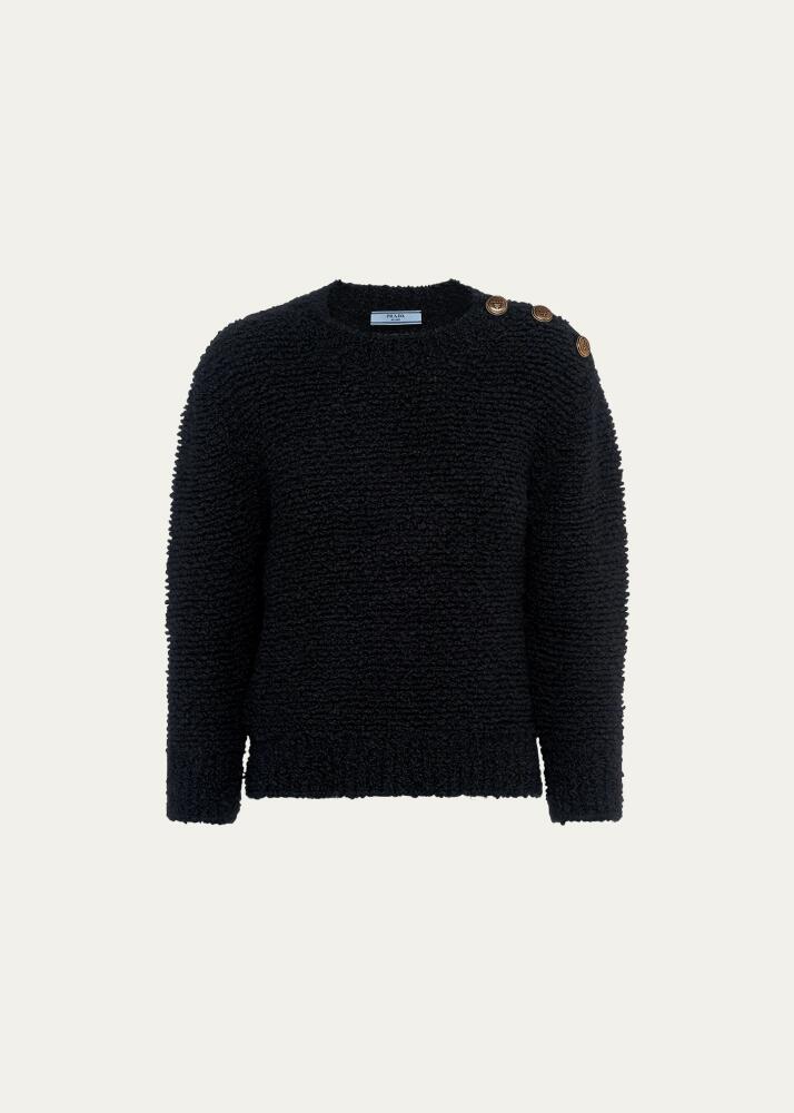 Prada Wool Boucle Knit Sweater with Shoulder Buttons Cover