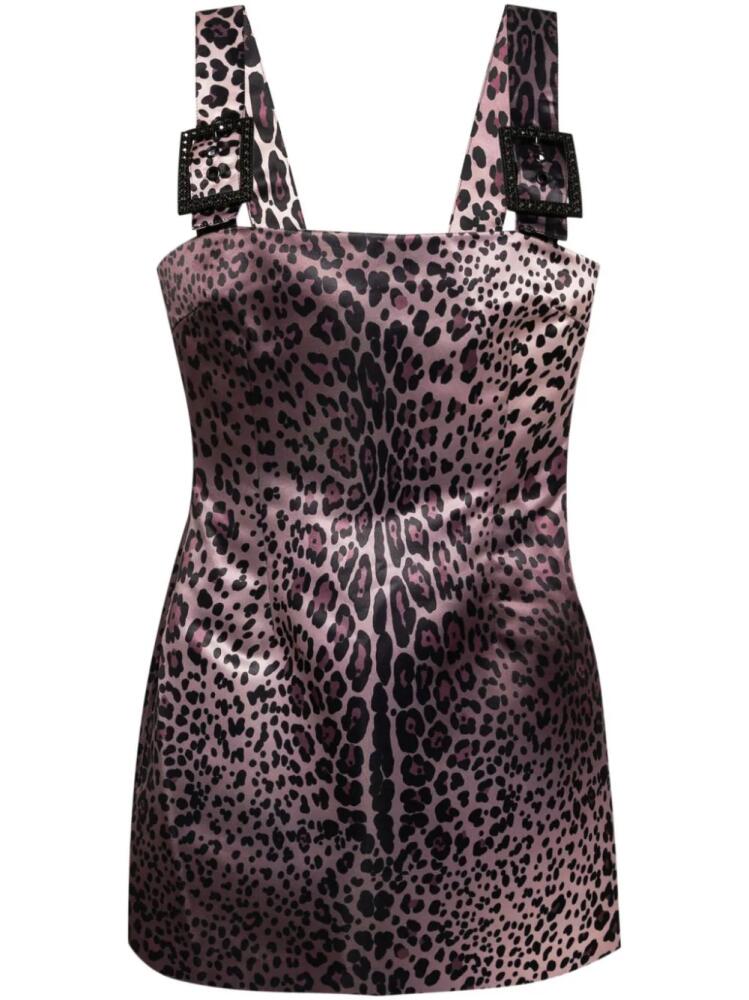 Cynthia Rowley Leopardess Print Satin Mini Dress - Brown Cover