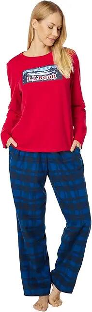 L.L.Bean Camp Pajama Set (Nautical Red) Women's Pajama Sets Cover