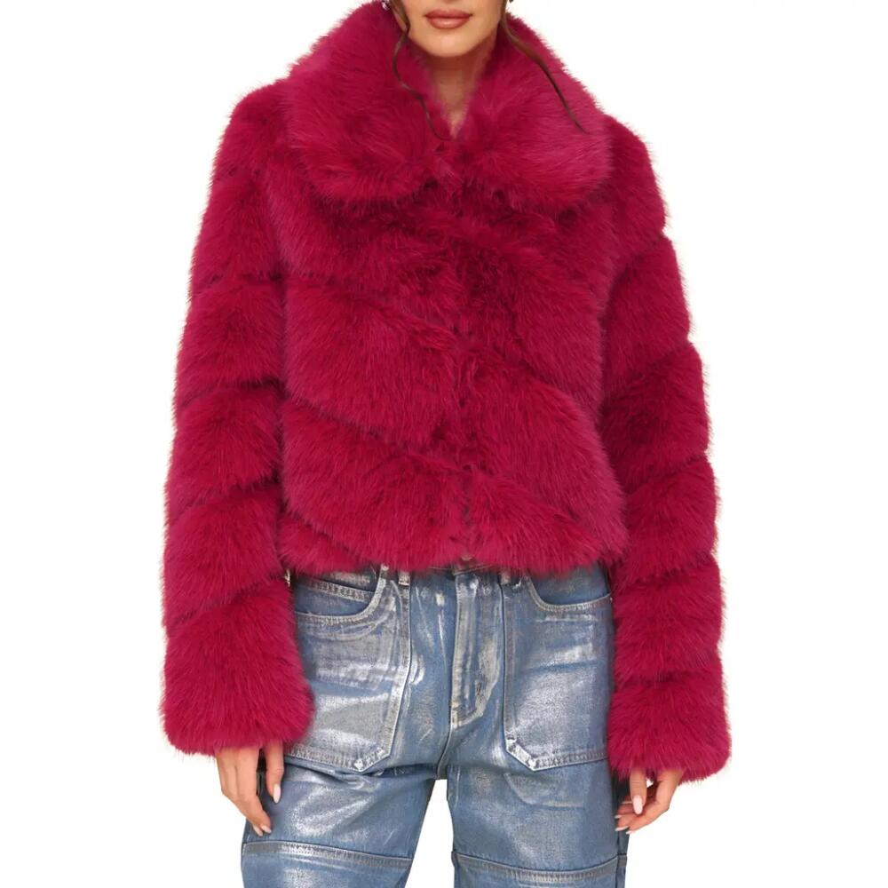 Avec Les Filles Faux Fur Crop Jacket in Raspberry Cover