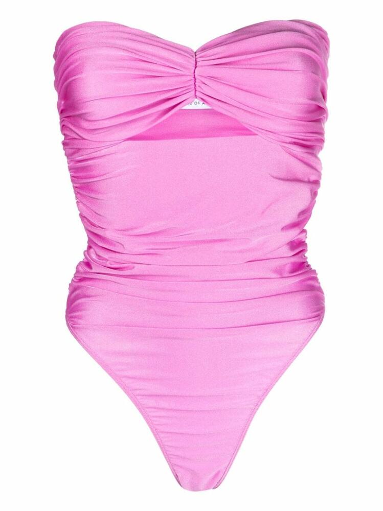 Amen ruched-effect strapless swimsuit - Pink Cover