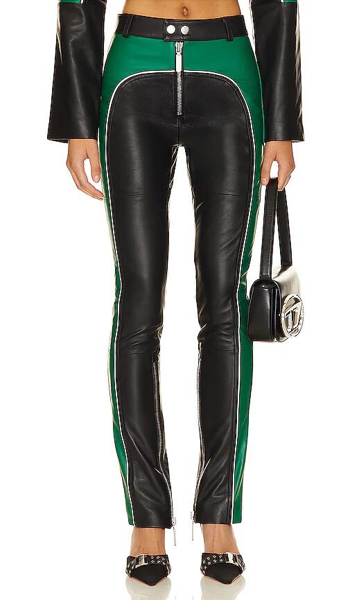 Camila Coelho Biker Leather Pants in Green,Black Cover