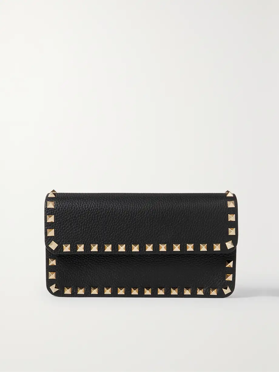 Valentino Garavani - Rockstud Textured-leather Clutch - Black Cover