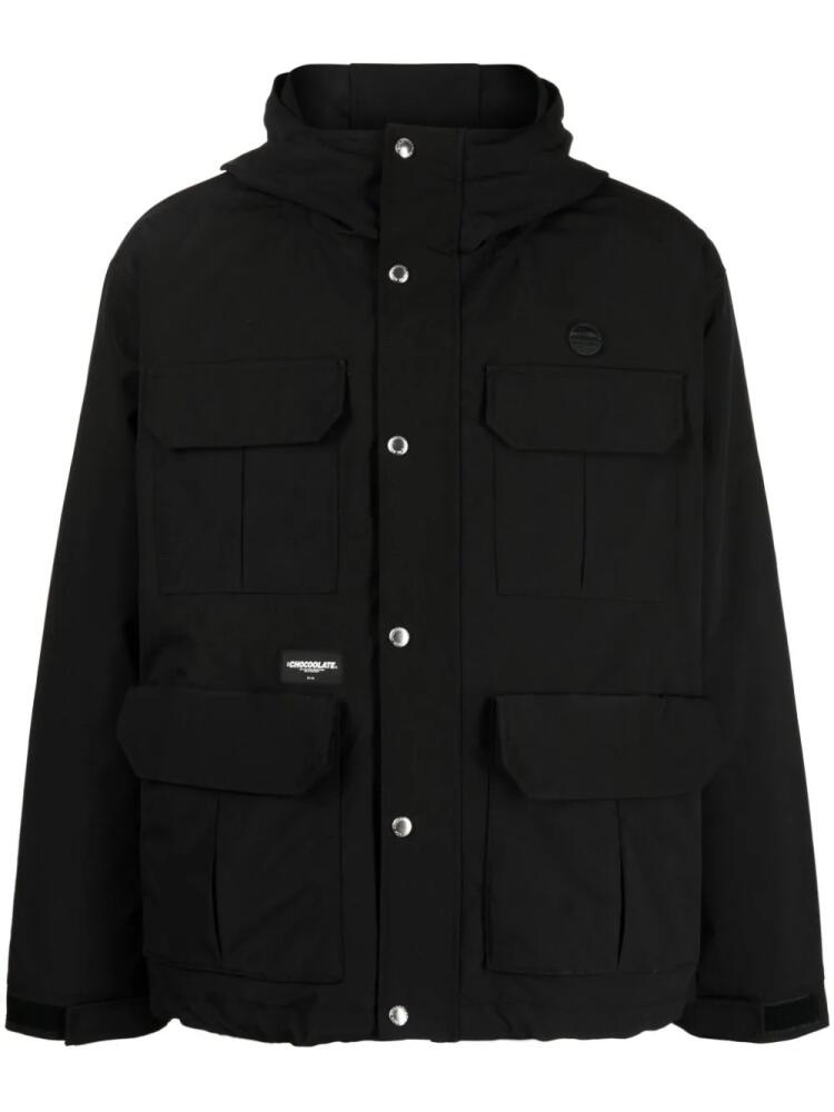 CHOCOOLATE flap-pockets hooded jacket - Black Cover