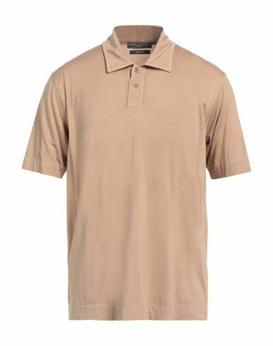 Daniele Fiesoli Man Polo shirt Light brown Cupro, Cotton Cover