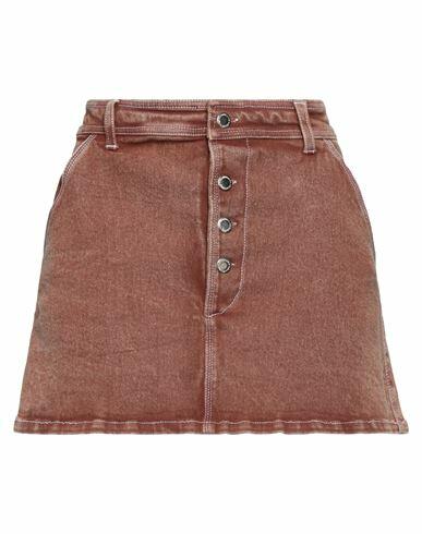 Des_phemmes Woman Denim skirt Brown Cotton, Elastane Cover