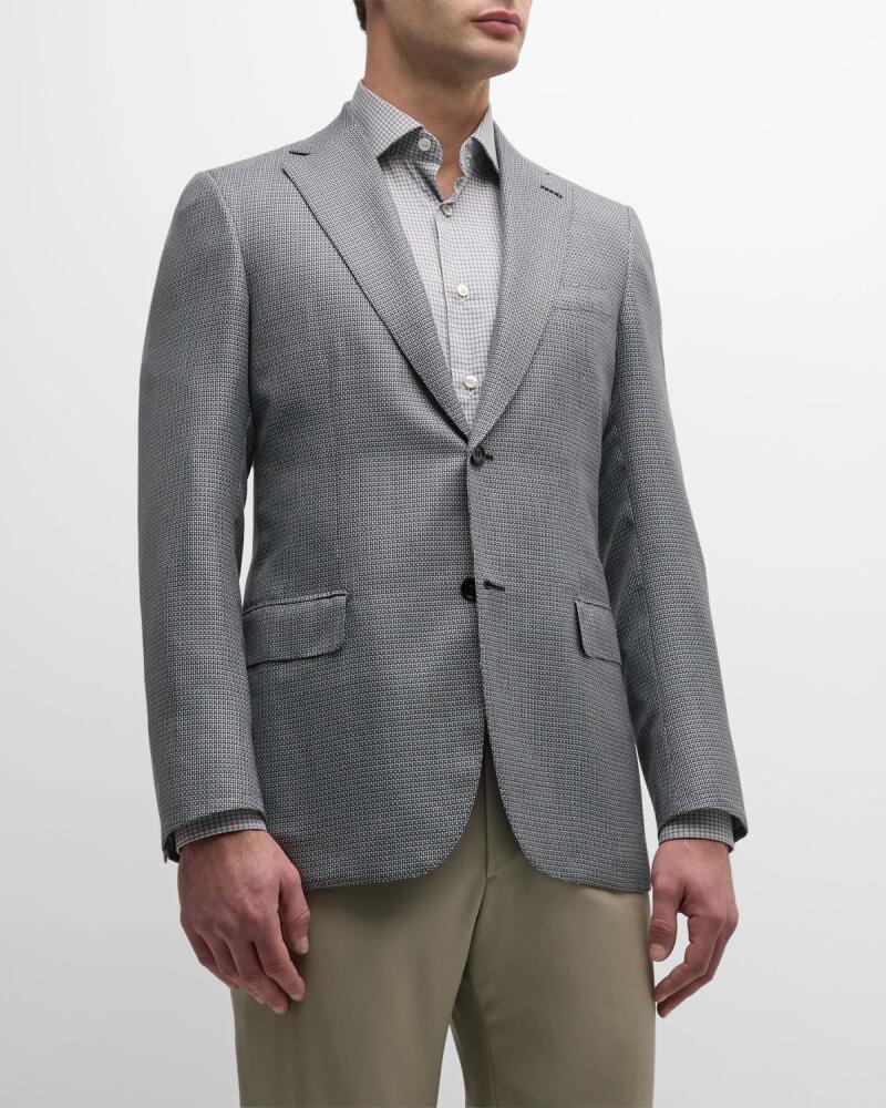 Brioni Men's Micro-Check Wool Sport Coat Cover