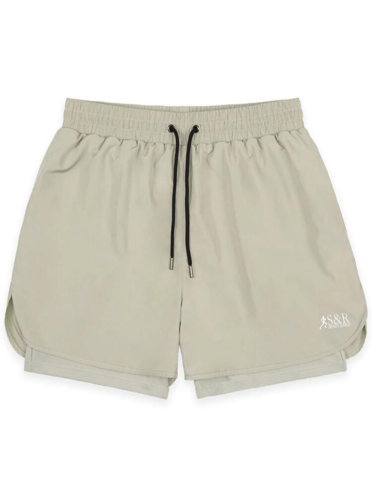 Sporty & Rich SR Runner drawstring track shorts - Neutrals Cover