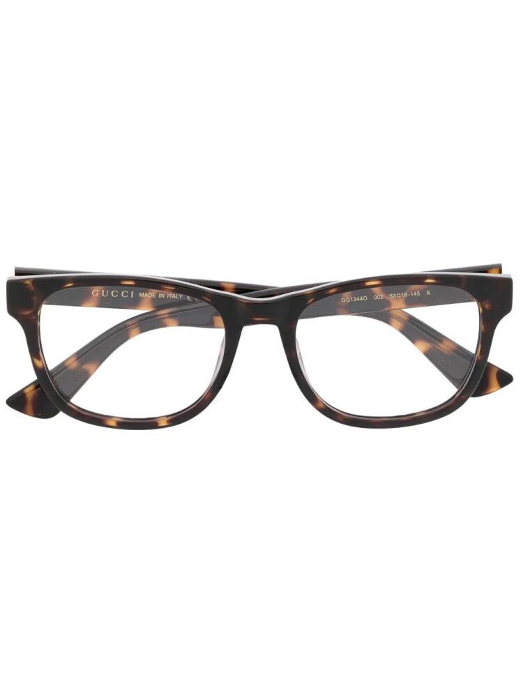 Gucci Eyewear tortoiseshell-effect square-frame glasses - Brown Cover