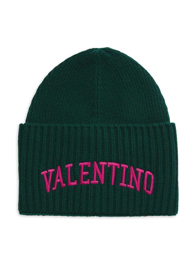 Valentino Garavani Men's Logo Virgin Wool Beanie - Verde Cover