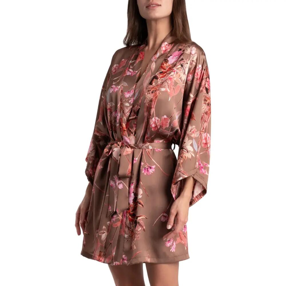 Midnight Bakery Lovefest Floral Satin Robe in Taupe Cover