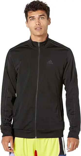 adidas Essentials 3-Stripes Tricot Track Jacket (Black/Black) Men's Coat Cover