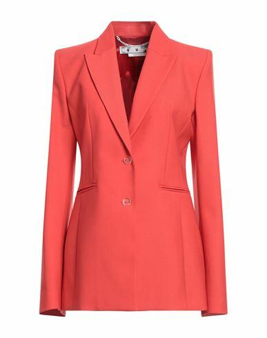 Off-white Woman Blazer Coral Polyester, Virgin Wool, Elastane Cover