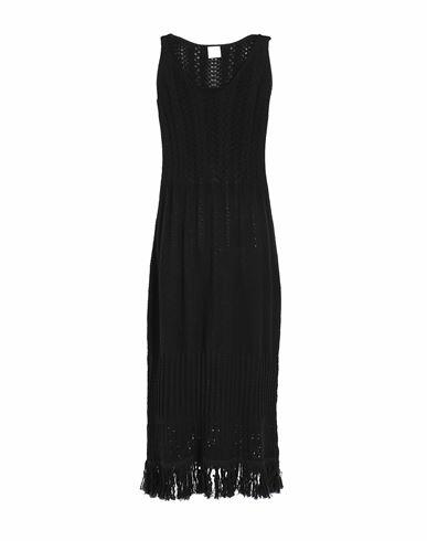 8 By Yoox Organic Cotton Fringed Maxi Dress Woman Midi dress Black Organic cotton Cover