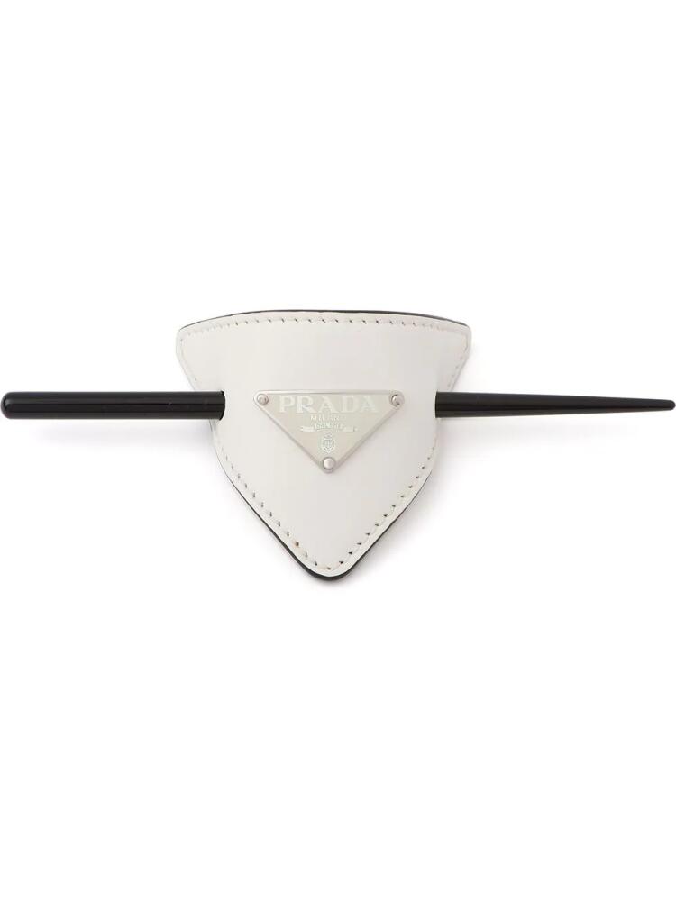 Prada logo plaque hair clip - White Cover