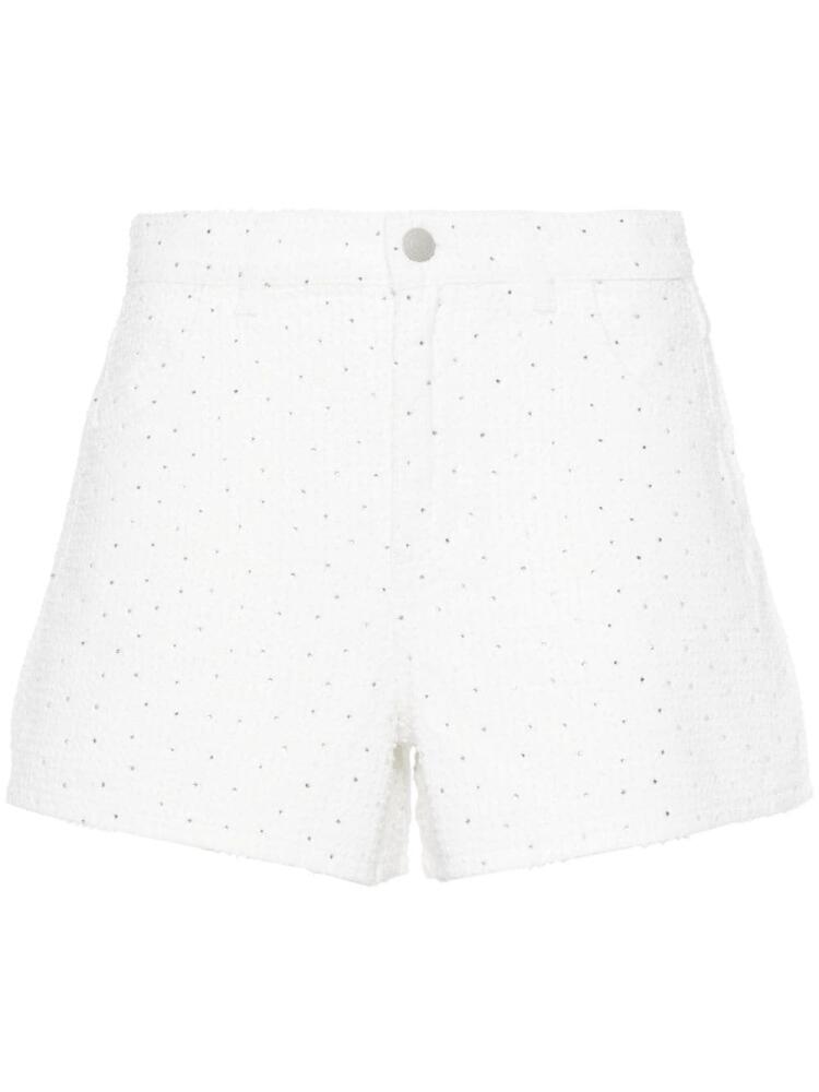 Maje rhinestone-embellished cotton denim shorts - White Cover