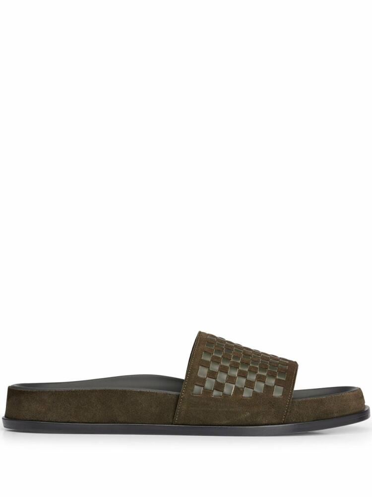 BOSS woven leather slides - Green Cover