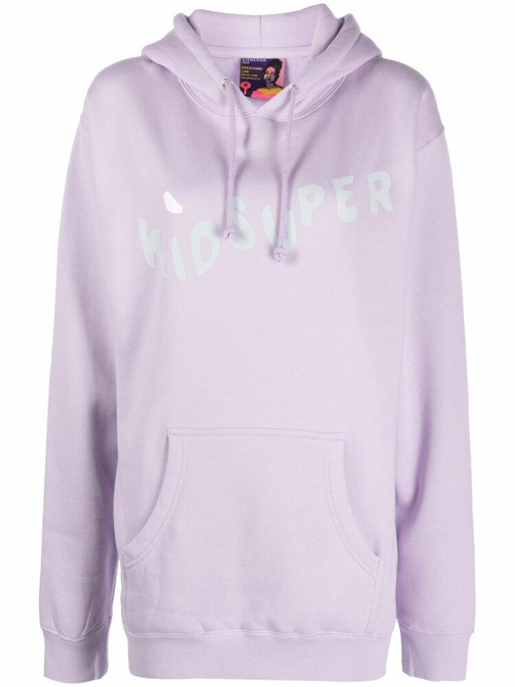 KidSuper logo-print cotton hoodie - Purple Cover