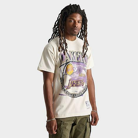 Mitchell And Ness Men's Los Angeles Lakers NBA Crown Jewels Graphic T-Shirt in Off-White/Natural Cover