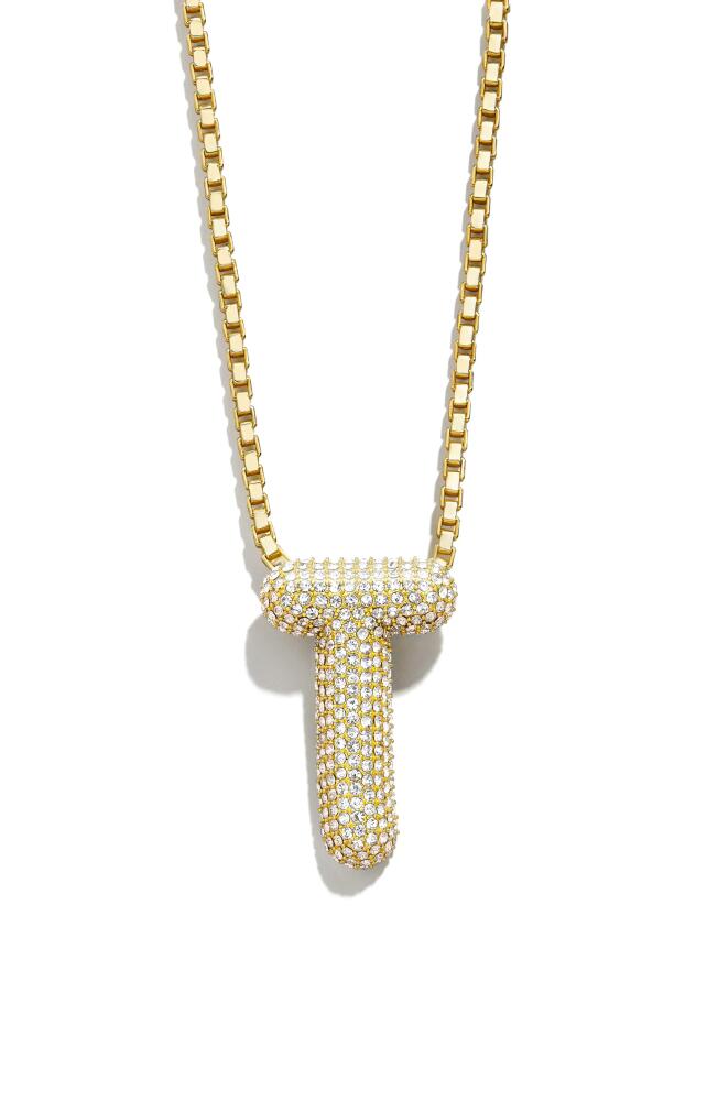 BaubleBar Pavé Crystal Bubble Initial Pendant Necklace in Gold T Cover