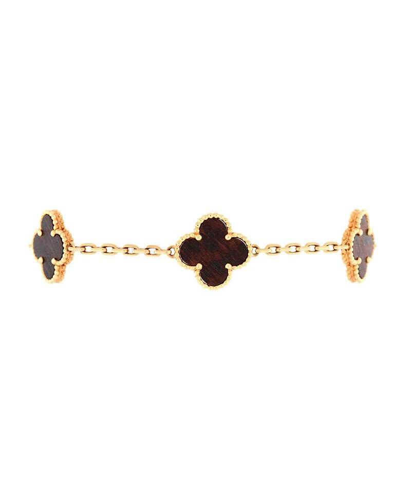 Pre-Owned Van Cleef & Arpels Vintage Alhambra 5 Motifs Bracelet 18k Rose Gold with Letterwood Cover