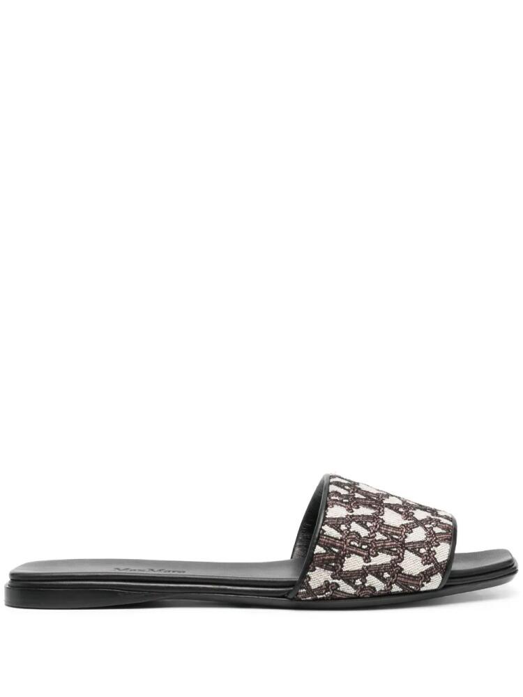 Max Mara logo-jacquard leather slides - Brown Cover