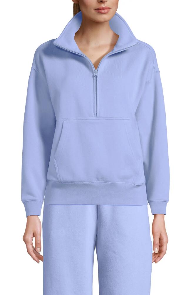 Lands' End Serious Sweats Relaxed Long Sleeve Half Zip Sweatshirt in Light Cornflower Cover