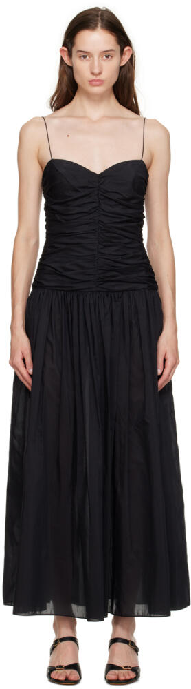 Matteau Black Gathered Midi Dress Cover