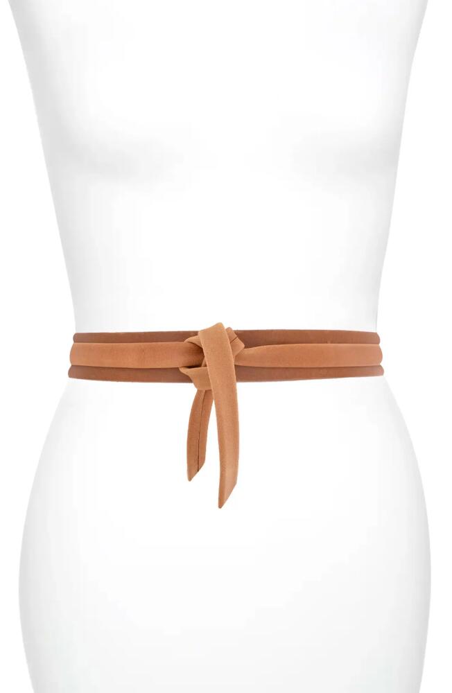 Ada Skinny Leather Wrap Belt in Tan Cover