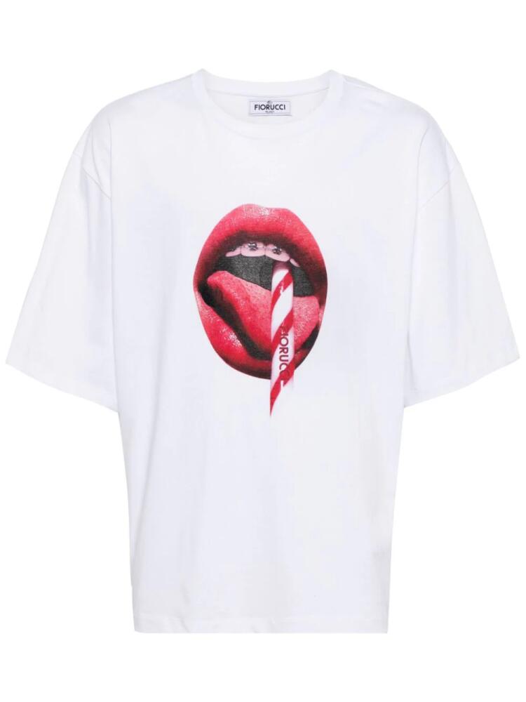 Fiorucci Mouth Graphic-print cotton T-shirt - White Cover