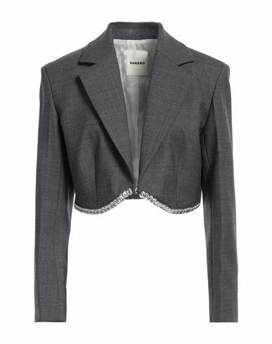 Sandro Woman Blazer Grey Wool, Polyester, Elastane Cover