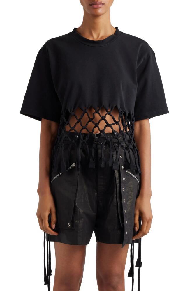 Isabel Marant Texana Macrame Trim Cotton T-Shirt in Black Cover