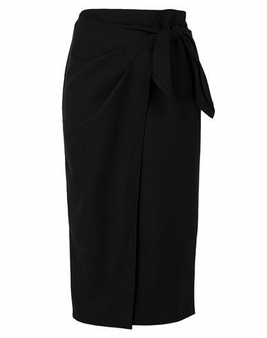 8 By Yoox Knot-wrap Midi Skirt Woman Midi skirt Black Polyester, Viscose, Elastane Cover