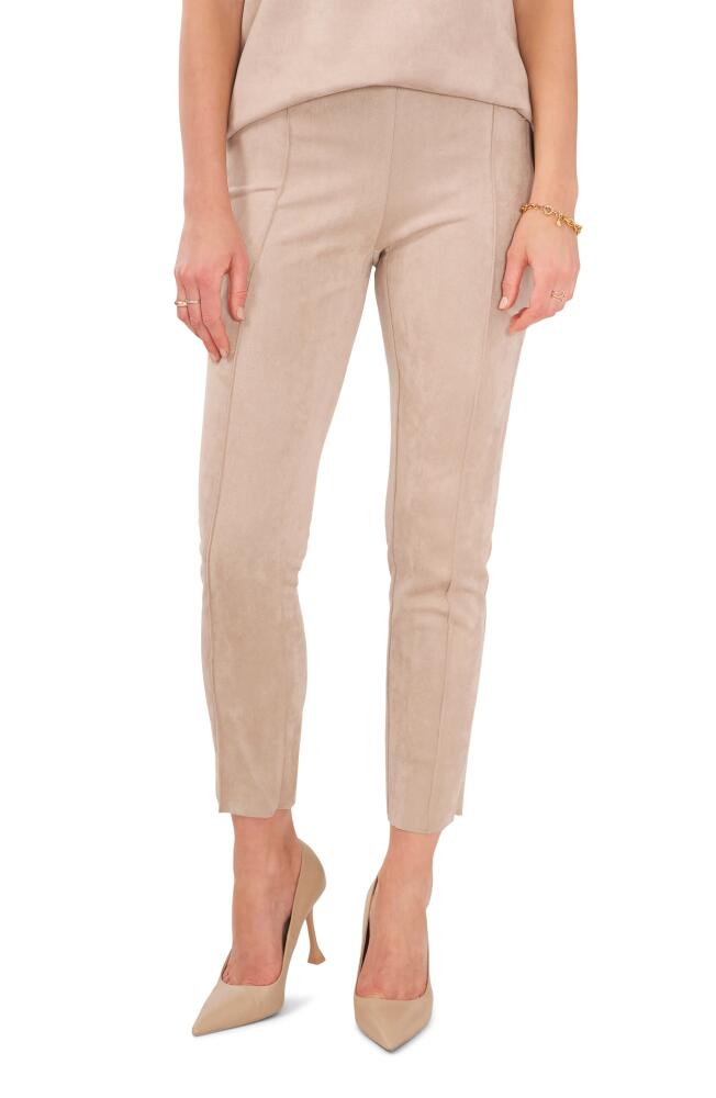 Vince Camuto Pintuck Faux Suede Leggings in Latte Cover